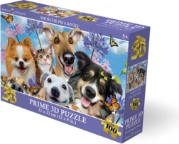3D puzzle uśmiechnięte psy i koty 100 elementów