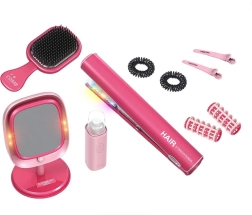 Dziecięce studio fryzjerskie z prostownicą i lusterkiem LED