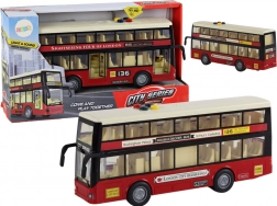 Czerwony piętrowy autobus miejski z oświetleniem i dźwiękiem 1:16