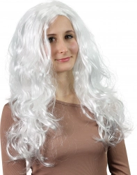 peruka anioł z długimi białymi falowanymi włosami