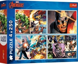 Puzzle 4×250 elementów MARVEL Avengers