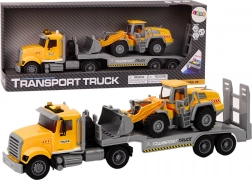 Żółta ciężarówka z koparką, światła i dźwięki