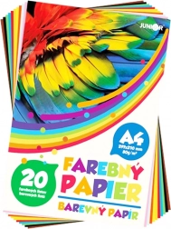 zestaw kolorowych papierów A4, 20 arkuszy, 80 g/m², mix 10 kolorów