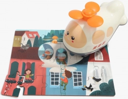 Drewniane puzzle z zabawką helikopter 24 elementy TOP BRIGHT