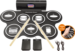 Elektroniczny zestaw perkusyjny z pedałami i efektami świetlnymi