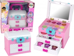 Kuferek na kosmetyki dla dzieci różowy i biały