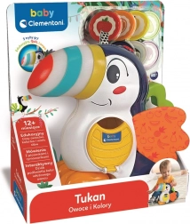 Interaktywny tukan Adrian – nauka owoców i kolorów, sorter żetonów, wersja CZ/SK od Clementoni
