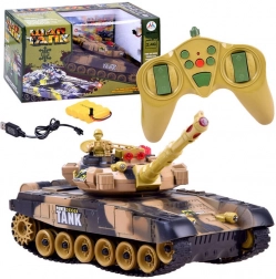 Czołg RC 2,4 GHz z obrotową wieżą i efektami świetlnymi – Pustynia