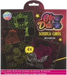 Świecące zdrapywanki – dziewczęcy motyw, zestaw 4 szt.