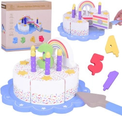 Drewniany tęczowy tort urodzinowy