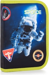 Piórnik jednopiętrowy z 2 klapkami, pusty, motyw kosmos