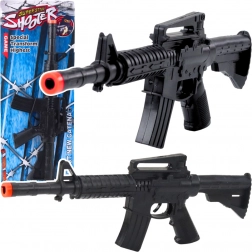 Zabawka dla dzieci – mechaniczna strzelba z dźwiękiem wystrzałów, czarna 32 cm