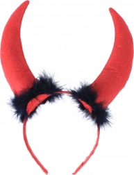 diabelskie rogi maxi z piórami na satynowej opasce