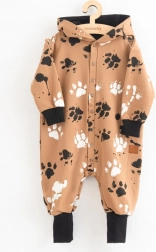 Niemowlęcy bawełniany kombinezon z kapturem i uszkami New Baby łapka musztardowy