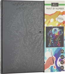 Malowanie po numerach na czarnym płótnie – pies