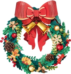 świecące 3D drewniane puzzle adwentowy wieniec ROBOTIME ROLIFE