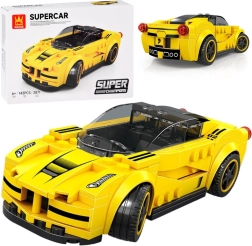 Techniczna klockowa sportowe auto żółte, 143 elementy z naklejkami