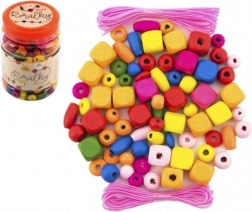 Kolorowe drewniane koraliki z gumkami