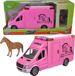 Miejskie auto serwisowe 1:14 – transporter koni, różowe