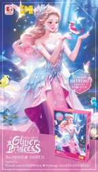 Puzzle 100 elementów różowa księżniczka z brokatem