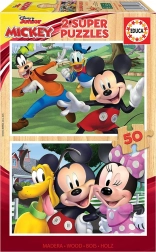 Drewniane puzzle EDUCA MICKEY I PRZYJACIELE 2×50 elementów