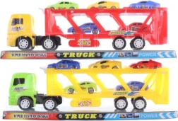 Transporter samochodów na napęd cierny z 5 autkami, plastik