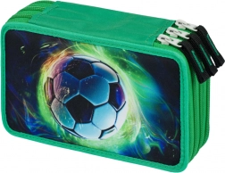 Trzypoziomowy piórnik szkolny piłka nożna