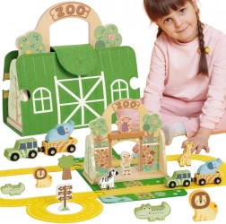 Tooky Toy mini zoo – przenośny drewniany zestaw w kuferku