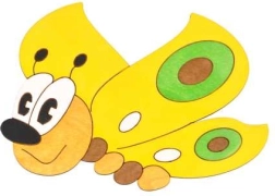 Średnia drewniana dekoracja motyl żółty