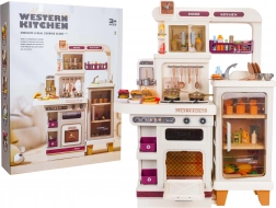 Dziecięca mega kuchnia ze światłami, dźwiękami i parą – beżowa, 93 szt. akcesoriów