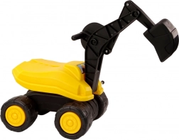 dziecięca koparka jeździk z siedzeniem, obrót 360°, ruchoma łyżka – żółta