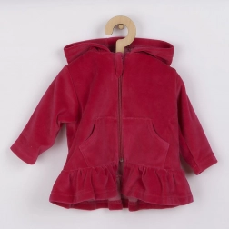 Zamszowa bluza z kapturem New Baby, ciemnoróżowa