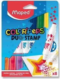 Flamastry MAPED Color'Peps Duo Stamp – zestaw 8 dwustronnych flamastrów-stempli