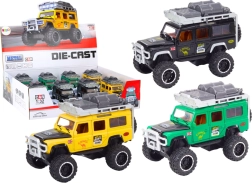 metalowy terenowy pojazd 1:32 ze światłami i dźwiękami, napęd typu pull-back