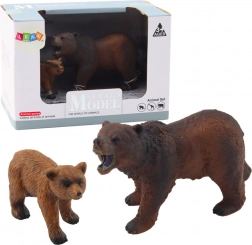 Zestaw dwóch figurek niedźwiedzia brunatnego z młodym