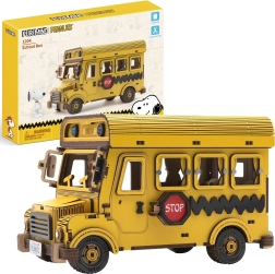 Puremind drewniany model 3D szkolnego autobusu PEANUTS Snoopy – zestaw konstrukcyjny