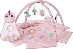 Dziecięca mata edukacyjna TinyMini Dino Pink z pałąkiem i piłeczkami