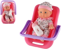 Laleczka niemowlę w nosidełku z butelką 22 cm