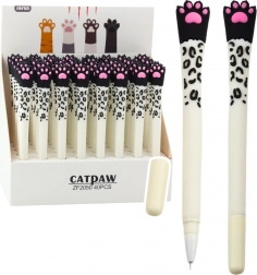 Długopis Żelowy Kocia Łapka Niebieski Atrament Biały i Czarny