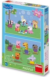 Puzzle 2w1 Świnka Peppa/Peppa Pig i przyjaciele 2x48 elementów w pudełku 19x27x4 cm