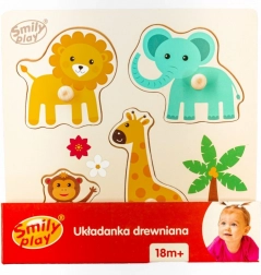 Drewniana układanka wtykowa ze zwierzątkami