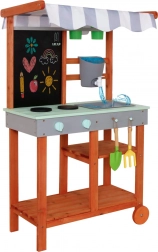 Drewniana kuchnia ogrodowa na kółkach z akcesoriami i kranem Lulilo Sableto