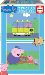 Educa drewniane puzzle Świnka Peppa 2x9 elementów
