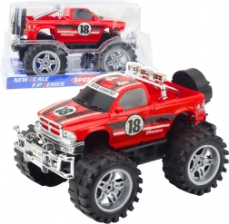 Samochód terenowy z napędem na tylne koła, duże koła, czerwony, 27 cm