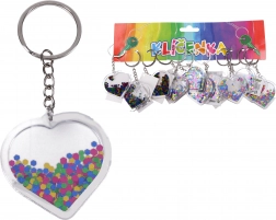 Akrylowa breloczek z brokatem – serce