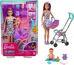 barbie skipper opiekunka – wózek z niemowlęciem i akcesoriami