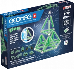 Świecące, recyklingowane magnetyczne klocki 60 szt. Geomag Glow