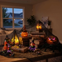 Czarna tekstylna zasłona na Halloween