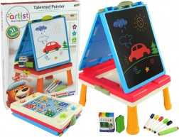 Dziecięcy stolik 3w1 Tablica Magnetyczna i Kredowa Niebieska