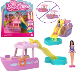 Mini łódź ze zjeżdżalnią i basenikiem MINI BARBIE LAND od Mattel